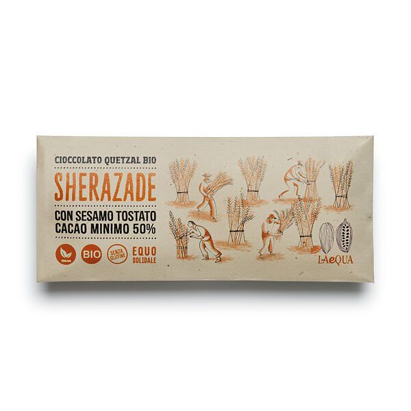 Sherazade: cioccolato siciliano bio con sesamo Slow Food e buccia di arancia